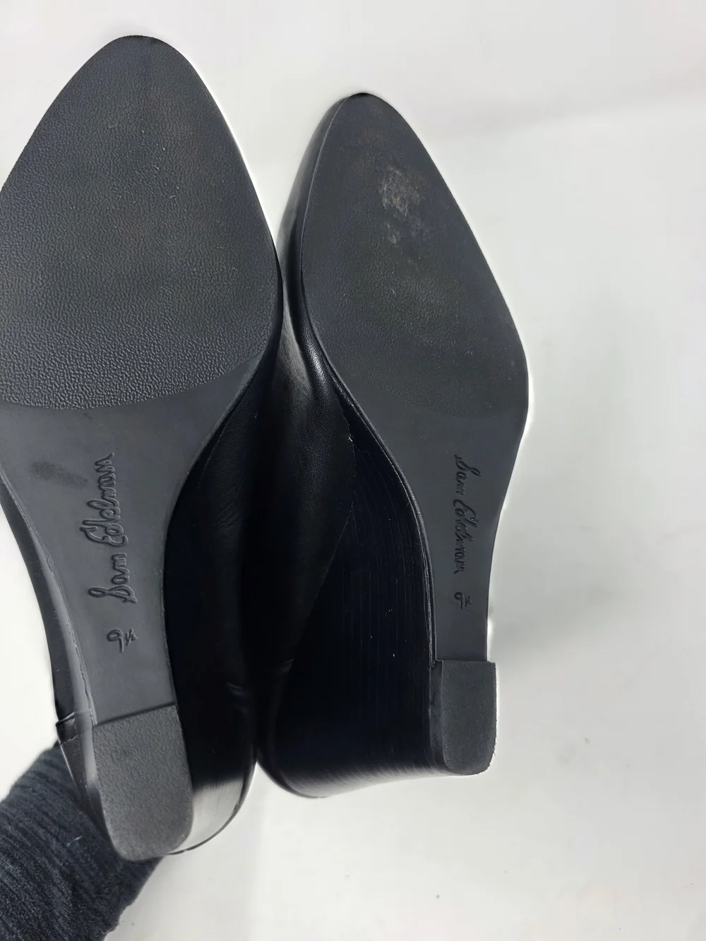 Sam Edelman Black Leather Wedge Ankle Boots Womens 9.5 Chelsea Booties